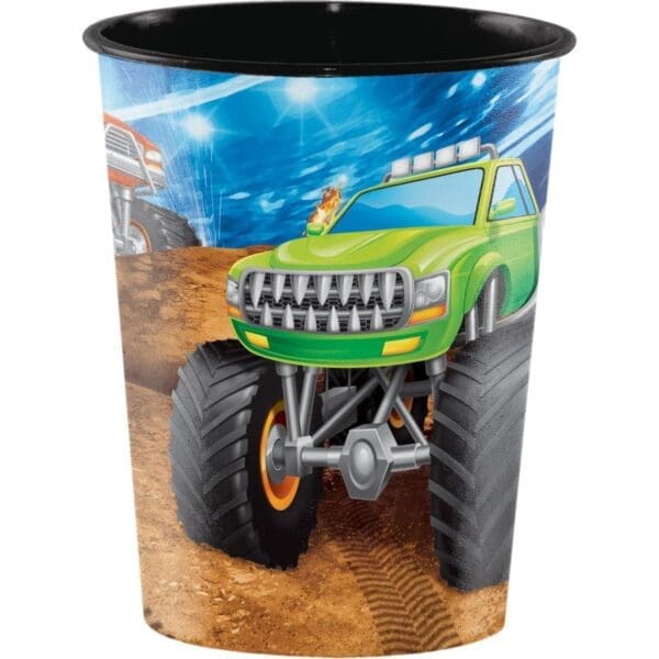 Monster Truck Party 16oz Plastic Souvenir Cup (1 Ct)