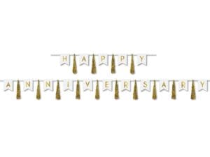 Happy Anniversary Tassel Streamer Gold - 13 in. X 6 Ft. & 13 in. X 14 Ft.