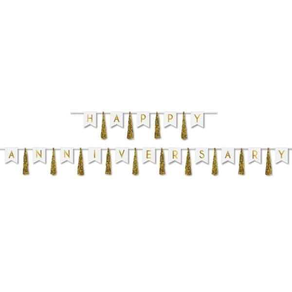 Happy Anniversary Tassel Streamer Gold - 13 in. X 6 Ft. & 13 in. X 14 Ft.