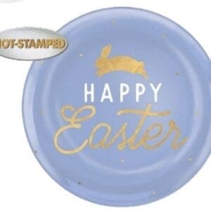 Pastel Blue Happy Easter Plastic Dinner Plates 10 Count