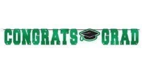 Green Congrats Grad Letter Banner Decorations