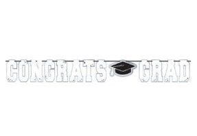 White Congrats Grad Letter Banner Decorations