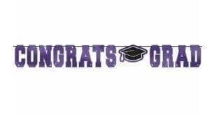Purple Congrats Grad Letter Banner Decorations