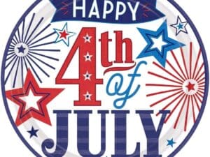 10.5 in. X 10.5 in. Multi-Color Round Paper Happy Fourth Plates