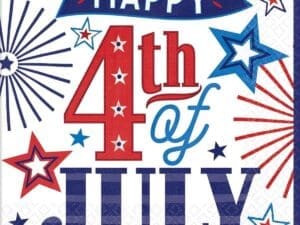 6.5 in. X 6.5 in. Multi-Color Happy Fourth Lunch Napkins