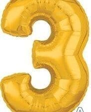 26 in. Number 3 Helium Balloon - Gold