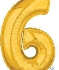 26 in. Number 6 Helium Balloon - Gold