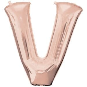 32" Letter V Rose Gold Balloon