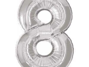 26 in. Number 8 Silver Super Shape Foil Balloons