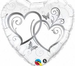 18 in. Entwined Hearts Silver Flat Foil Balloon