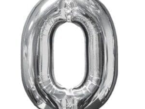 26 in. Number 0 Silver Super Shape Foil Balloons