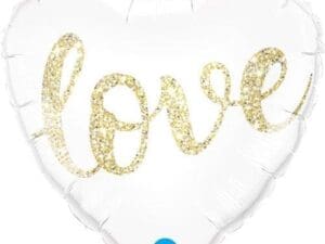 18 in. Love Glitter Gold Flat Foil Balloon