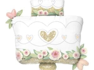 41 in. Glitter Gold Wedding Cake Shape Flat Foil Balloon