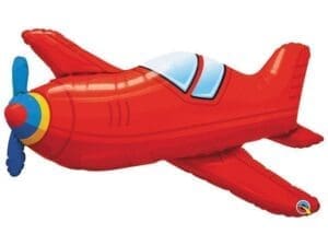 36 in. Red Vintage Airplane Shape Foil Balloon