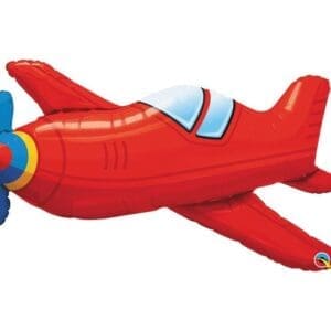 36 in. Red Vintage Airplane Shape Foil Balloon