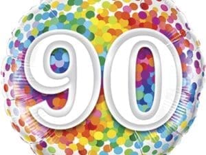 18 in. 90 Rainbow Confetti Balloon