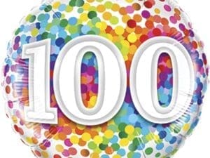 18 in. 100 Rainbow Confetti Balloon