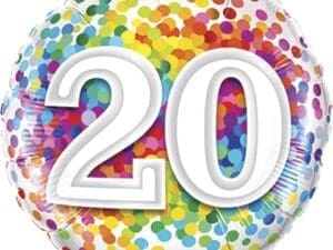 18 in. 20 Rainbow Confetti Balloon