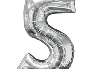 26 in. Number 5 Balloon, Silver