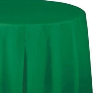 Plastic Tablecover, Octy Round, 82", Emerald Green, 1 Ct