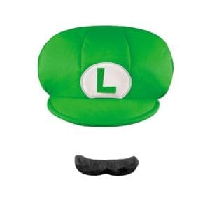 Super Mario Brothers Luigi Kids Hat & Mustache - One-Size