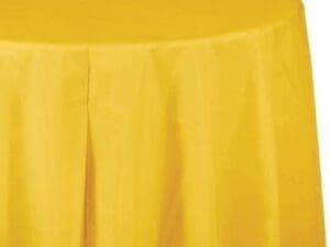 School Bus Yellow, Yellow, Round Plastic Tablecover