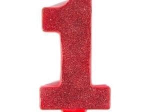 Giant Glitter Red Number 1 Birthday Candle Party Supplies