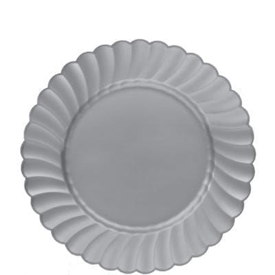 Silver Premium Plastic Scalloped Lunch Plates 12ct