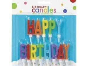 Rainbow Happy Birthday Toothpick Candle Set 13pc Party Supplies