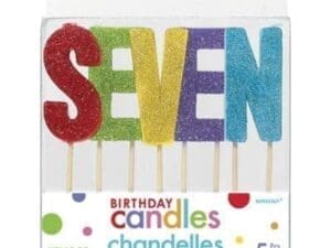 "S-E-V-E-N" Colorful Giltter Birthday Candles| Party Supply