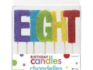 "E-I-G-H-T" Colorful Glitter Birthday Candles | Party Supply
