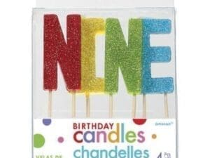 "N-I-N-E" Colorful Glitter Birthday Candles | Party Supply