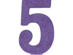 5 Large Glitter Birthday Candle Purple Party Supply
