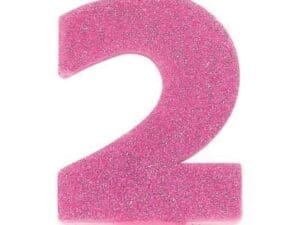 #2 Glitter Birthday Candle | Pink | Party Supply