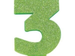 #3 Glitter Birthday Candle Kiwi Green Party Supply
