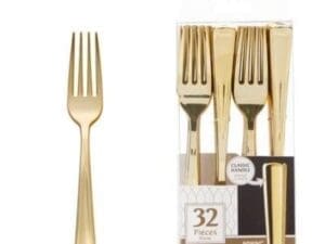 Gold Premium Plastic Forks 32ct