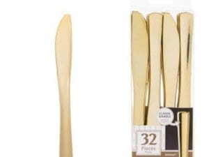 Gold Premium Plastic Knives 32ct