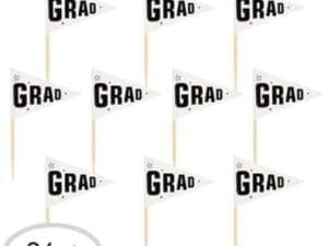 White Graduation Flag Picks 36ct