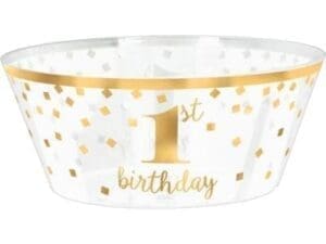 1st Birthday Gold Large Plastic Serving Bowl (1ct)