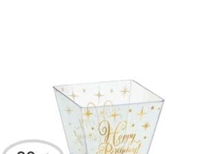 Mini Metallic Gold Birthday Plastic Cubed Bowls 30ct Party Supplies