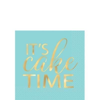Cake Time Pastel & Metallic Gold Beverage Napkins Size Napkin