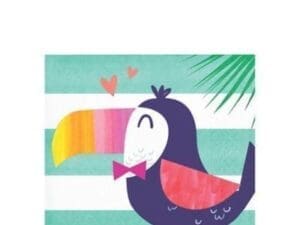 Club Pack of 192 Blue and Pink Pineapple N Friends  Beverage Napkin 5"