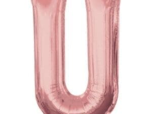 33" Letter U Rose Gold Balloon
