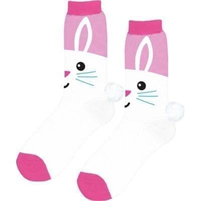 Adult Pom Bunny Tail Crew Socks Easter