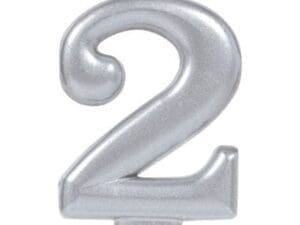 Silver Number 2 Birthday Candle Party Supplies