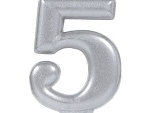 Silver Number 5 Birthday Candle Party Supplies
