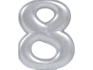 Silver Number 8 Birthday Candle Party Supplies