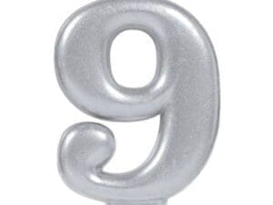 Silver Number 9 Birthday Candle Party Supplies