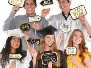 Black & Gold Graduation Photo Booth Props 13ct
