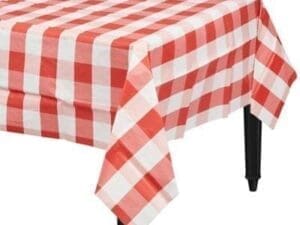 Red & White Plaid Table Cover Size 54in X 108in Tablecover